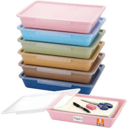 Tinlade 6 Pcs Classroom Paper Storage Bins with Lids, 13x10, Morandi - color: Morandi