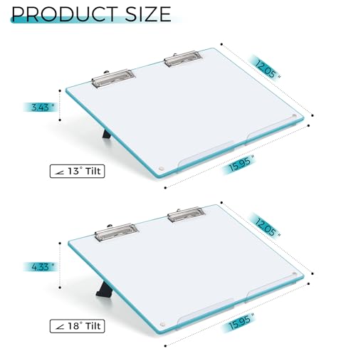 TOWON A3 Desktop Dry Erase Board with Adjustable Stand, Aqua Blue Back - color: Teal Blue