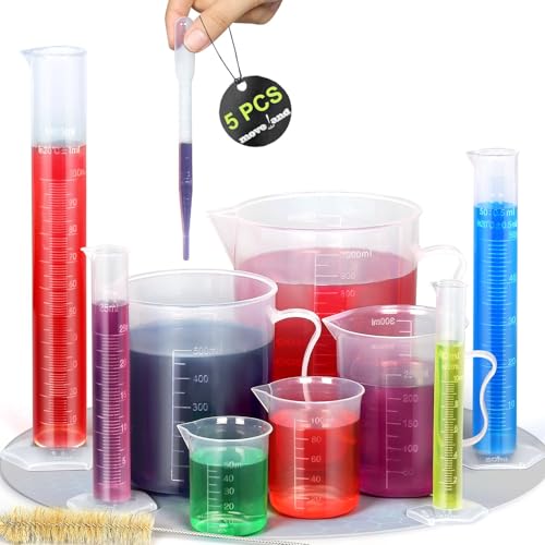 moveland Upgraded Plastic Graduated Cylinders and Beakers, 10-1000ml 15PCS