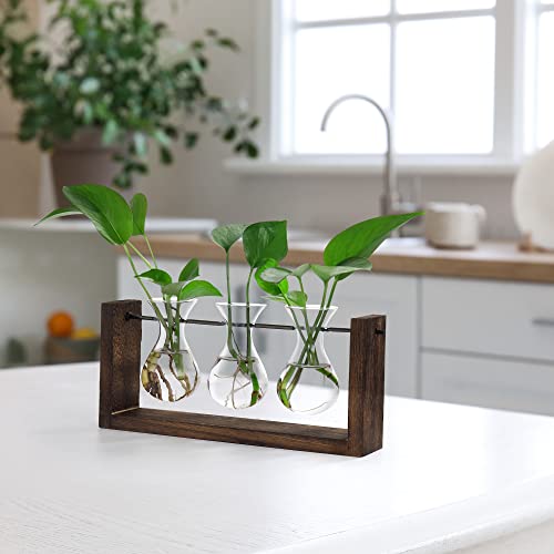 YIBOT Wall Hanging Planter Plant Propagation Stations Glass Flower Vase - size: 3Vase-M