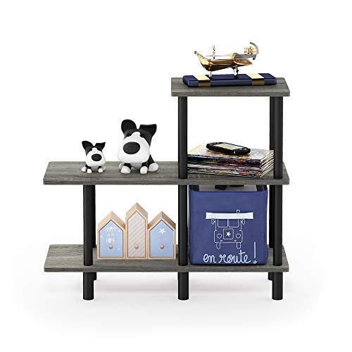 Furinno Turn-N-Tube 3-Tier Cube Ladder Shelf, French Oak Grey/Black - color: French Oak Grey/Black, style: 3-Tiers, Cube Ladder