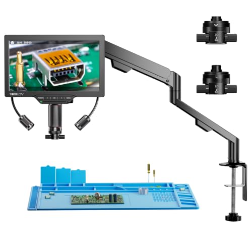 TOMLOV 3D Digital Soldering Microscope TM3K-3D, 7" Magnetic Dual Lens Scope - size: 7-inch