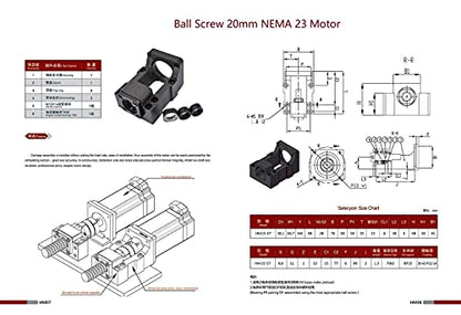 Nema 23 Stepper Motor Steel Mounting Bracket and BK15 Ball Screw Fixed End Supports Bearing Mount for 57mm Nema 23 Motor and 20mm CNC Ball Screw Ballscrew Kit SFU2005 SFU2010 2020 2040 - size: BK15-57mm