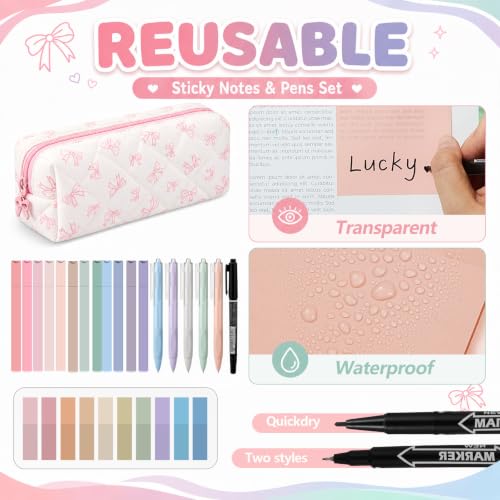 Jutom 39 Pcs Aesthetic Book Annotation Kit,Pink,Bow Style - color: Pink, style: Bow Style