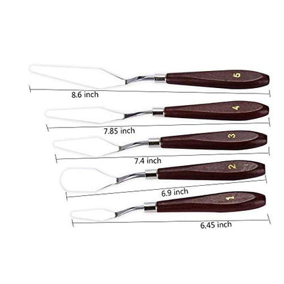 Spatula Palette Painting Knife Set - Bemaxy Professional Stainless Steel 3D Printing Tools Wood Grain Handle Putty Knife, 3D Printer Accessories - Set of 5