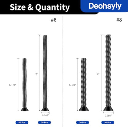 126Pcs Long Electrical Outlet Screws, #6-32#8-32 Wall Plate Switch Screws, Flat Head Phillips Machine Screws for Outlets, Light Switches & Deep, 304 Stainless Steel Black, with Tool - color: Black, size: #6#8 126Pcs