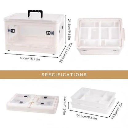 2-Tier Medicine Organizer - 30qt Plastic Foldable Storage Box with Handle - color: Foldable-30qt