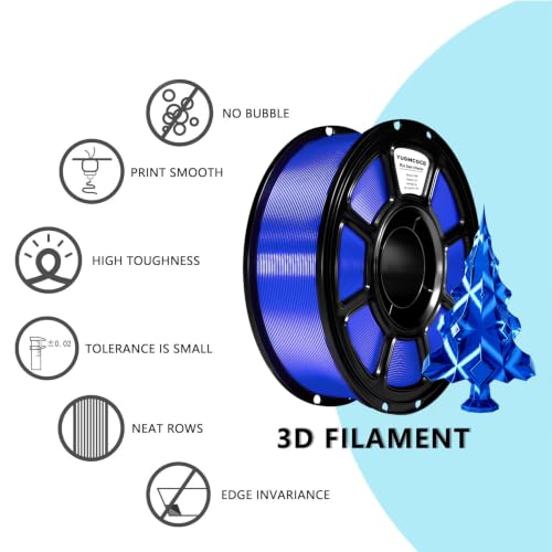Silk PLA Filament 1.75mm,3D Printer Filament with a Metallic Glossy Finish, Dimensional Accuracy +/- 0.02 mm, 1kg Spool(2.2lbs) Fits for Most FDM 3D (A-Silk Blue Pla) - color: A-silk Blue Pla