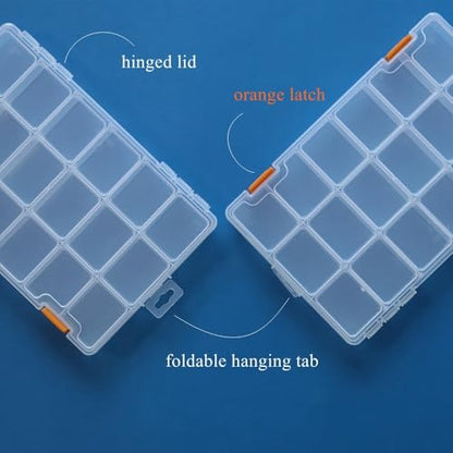 4 Pack 18 Grids Clear Plastic Storage Box with Dividers - size: 18 Grids