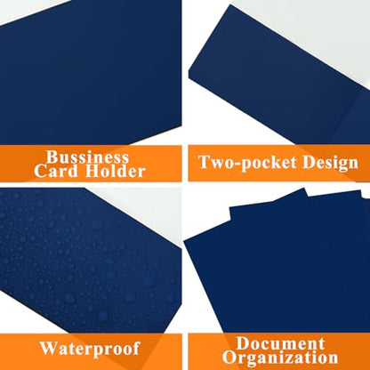 pmybupo Two Pocket Folders,50 Pack Blue File Folders with Pockets Fit Letter Size Paper,Thick Paper File Folder for School Office Business Home - color: Blue 50