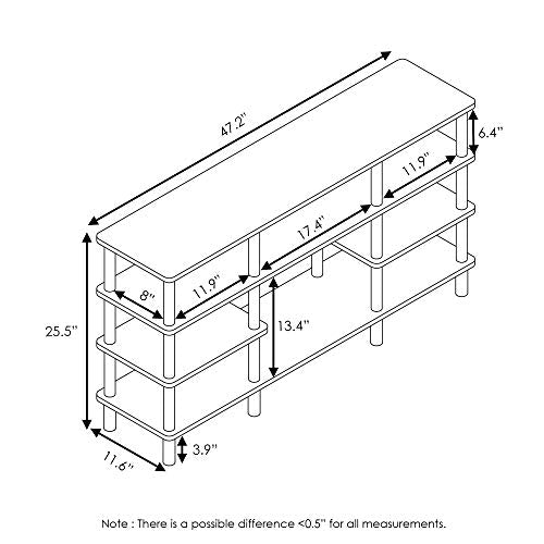 Furinno Turn-N-Tube 4-Tier Multipurpose Wide Shelf TV Stand, Espresso/Black - color: Espresso/Black, style: 4 Tiers, 55 Inch