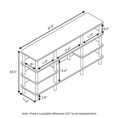 Furinno Turn-N-Tube 4-Tier Multipurpose Wide Shelf TV Stand, Espresso/Black - color: Espresso/Black, style: 4 Tiers, 55 Inch