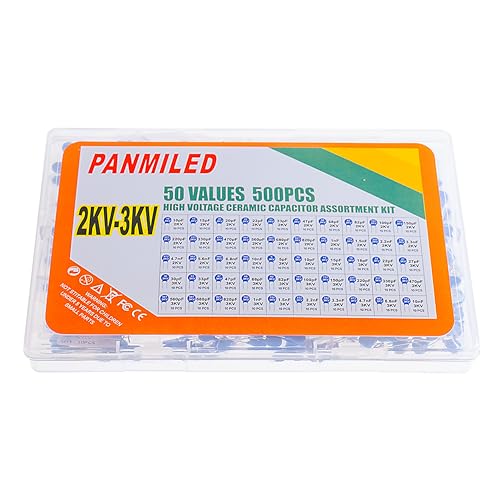 50 Values 500 Pieces High Voltage Ceramic Capacitor Assortment Kit 2KV-3KV - style: 2KV-3KV 500PCS