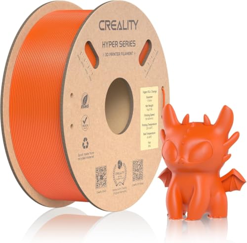 Official CREALITY Hyper PLA Filament 1.75mm, High Speed PLA 30-600mm/s Rapid 3D Printer Filament, Dimensional Accuracy +/-0.02mm, Stronger Toughness, Fit Most FDM 3D Printers，1KG(2.2lbs) Spool Orange - color: Orange