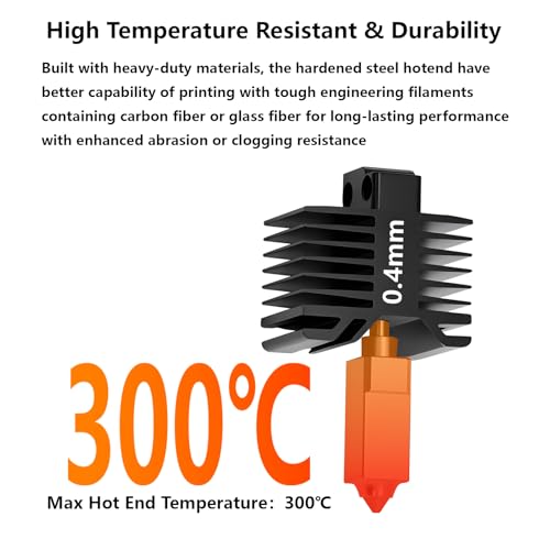 2PCS 0.4mm P1S P1P Hotend, Upgraded All-Metal Hardened Steel Nozzle Hotend Pre-Assembled with 24V 48W Ceramic Heater & High-Temp Thermistor Replacement Hot end for Bambu Lab P1 Series 3D Printers - size: 0.4mm