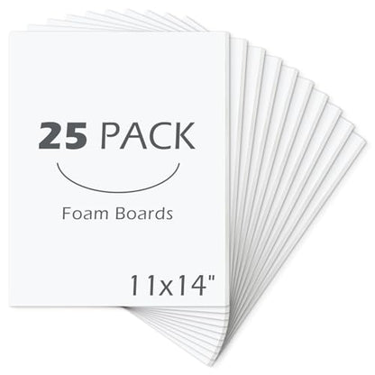 Mat Board Center, 11x14 inche White Foam Board Acid-Free 25 Pack 1/8"Thick - color: White, size: 11x14