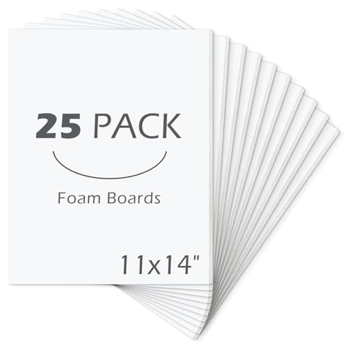 Mat Board Center, 11x14 inche White Foam Board Acid-Free 25 Pack 1/8"Thick - color: White, size: 11x14