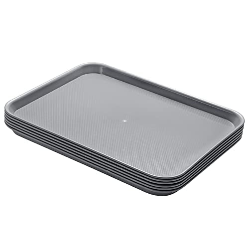 Aebeky Plastic Cafeteria Trays,Fast Food Serving Trays,13"X17",Set of 6 (Gray) - color: Gray