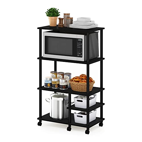 Furinno Turn-N-Tube 4-Tier Toolless Kitchen Storage Shelf Cart, Americano/Black - color: Americano/Black, size: 4-Tier