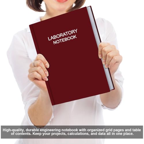 Lab Notebook/Laboratory Notebook - (.25" Grid Format), Laboratory Notebook Quad Ruled Science Lab Book with Grid Pages: Table of Contents for Chemistry, Physics, Biology, 8" x 10", Red - style: Red