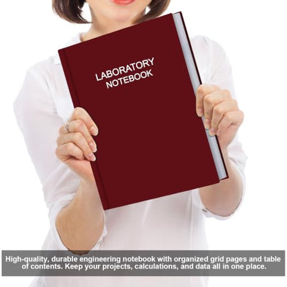 Lab Notebook/Laboratory Notebook - (.25" Grid Format), Laboratory Notebook Quad Ruled Science Lab Book with Grid Pages: Table of Contents for Chemistry, Physics, Biology, 8" x 10", Red - style: Red