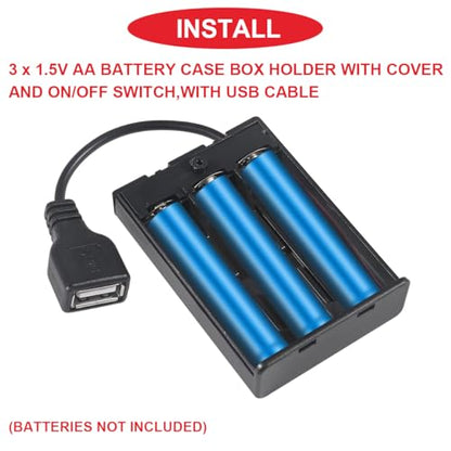 5 Pcs 3 AA Battery Holder, USB Female Socket, 3 x 1.5V AA Battery Box Holder with Cover (Batteries are not Included), ON/Off Switch, Screw,for Arduino RC LED Strip - color: M. 3AA Battery Holder Cover With USB Female Socket