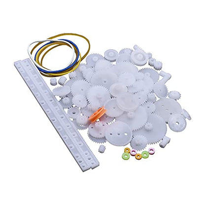 Artshu 75pcs Mixed Plastic Gearbox Rack Pulley Belt Worm Gear Single & Double-Gear 8-56 Teeth DIY Tool for Robot Repair & Toy Car DIY Kit