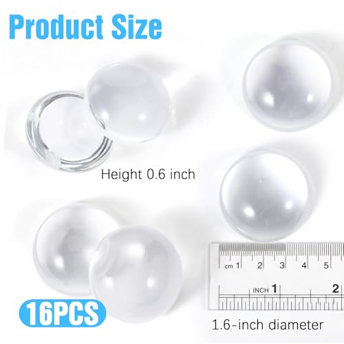 16 Pcs Crystal Dome Magnifying Paperweight, Paper Weights Clear Distortion-Free Optics Convex Lens Set for Physics Classroom Home Decor for Outdoor Events, 1.6inch
