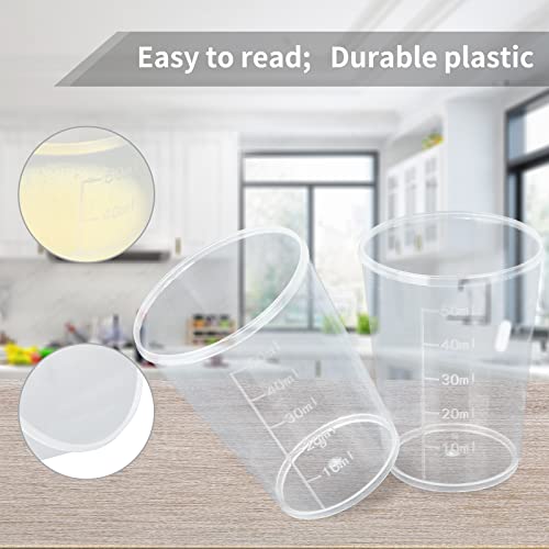 100pcs 50 mL Plastic Beakers, Clear Graduated Mixing Cups - size: 50ML
