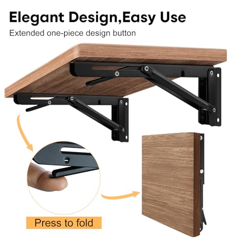Detachable Folding Shelf Brackets with Screws-10 Inch 2pack Black - size: 10inch