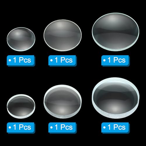 PATIKIL 5cm,10cm Focal Length Double Convex and 7.5cm,10cm Focal Length Double Concave Lens 1 Set, 6 Pack Glass Optically Polished Round Edges Lens, Clear