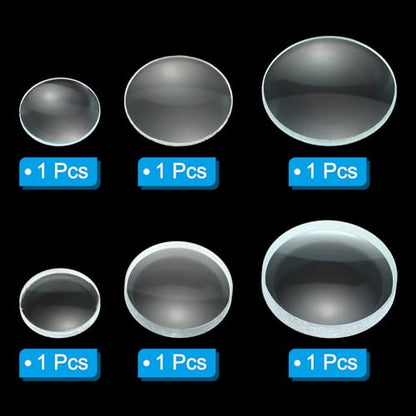 PATIKIL 5cm,10cm Focal Length Double Convex and 7.5cm,10cm Focal Length Double Concave Lens 1 Set, 6 Pack Glass Optically Polished Round Edges Lens, Clear