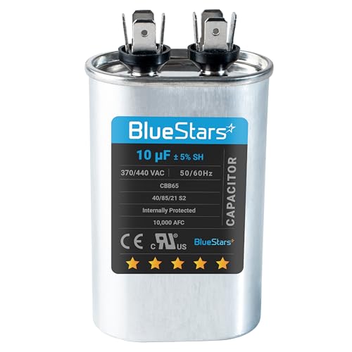 [UL Listed] BlueStars 10 uF MFD 370/440V CBB65 CBB65A Oval Run Capacitor - size: 10 MFD