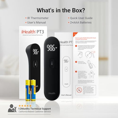 iHealth No-Touch Forehead Thermometer for Adults, Babies, Kids PT3 Black - color: Black