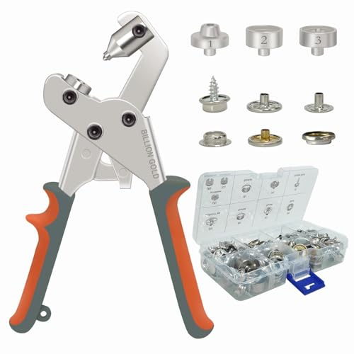 Snap Button Kit, BILLION GOLD Snap Fastener Tool 20 Sets Metal Snap Buttons