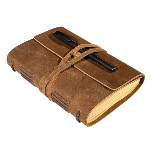 Brown Notebook Journal - Best Genuine Cool Leather Journaling for writers A5 Size Diary 6.2x8.5 Inch,Notepad For Man and Women, Vintage,Gifts,Work,Traveler,Personal - color: Brown, size: 6"x8"