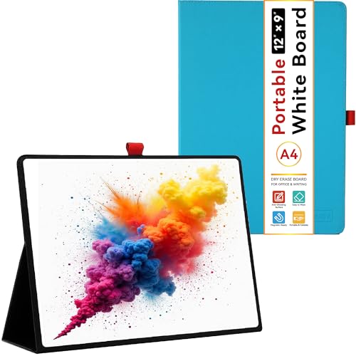 12"x9" Portable White Board with Foldable Stand, A4 Small Whiteboard, Ultra-Smooth Anti-Ghosting Surface, Easy Wipes Dry Erase Board for Office Home School, Includes Marker & Eraser (Blue) - color: 12"×9" - Blue