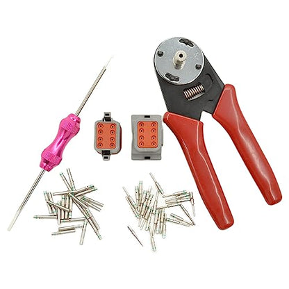416 PCS Deutsch DT Connector Kit,2 3 4 6 8 12 Pin Automotive Connectors,With Crimping Pliers (14-20AWG) And Connector Removal Tool,IP67 Rated Gray Waterproof Housing Set,Deutsch 16# Solid Contacts
