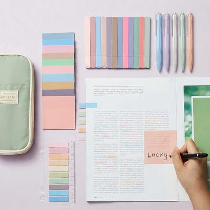 Jutom 39 Pcs Aesthetic Book Annotation Kit,Green,Cute Style - color: Green, style: Cute Style
