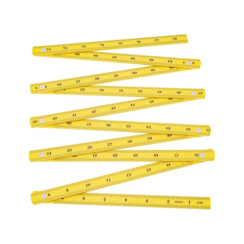 Folding Measuring Rule, Carpenter's Ruler, 2M / 78" Metric and Inch Measurements, Lightweight Composite Construction Ruler for Woodworking Tape (Yellow) - color: Yellow