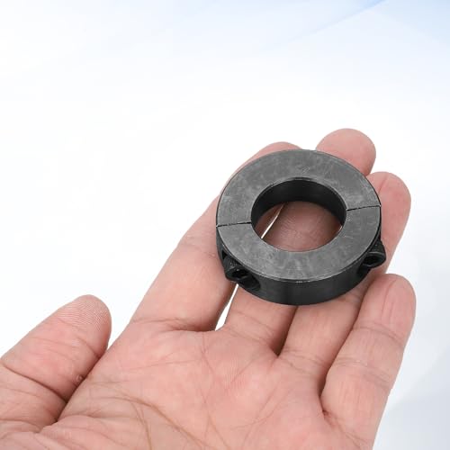 uxcell 4pcs Double Split Shaft Collars 25mm Bore, Two-Piece Clamping Collar 45mm OD 12mm Thickness Carbon Steel Lock Collar Clamp with Set Screws (Black Oxide) - size: 25mm x 45mm x 12mm