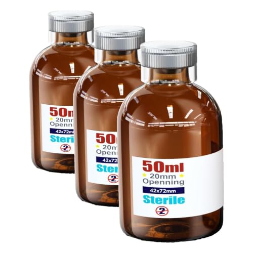 Biomed Solutions Sterile Empty Vial with Reusable Plastic Cap,Ready to Fill Glass Containers, Liquid Injection Bottle Sealed with Self Healing Injection Port (50ml Amber 6pcs) (Pack of 3) - size: 50ml Amber 6pcs (Pack of 3)