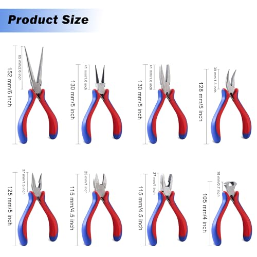 8 Pcs Needle Nose Pliers Set, High Hardness Carbon Steel