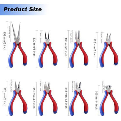 8 Pcs Needle Nose Pliers Set, High Hardness Carbon Steel