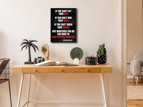 Pyradecor Keep Moving Forward Motivational Classroom Positive Quotes Inspirational Poster Canvas Prints Wall Art for Office Living Room Home Decorations - color: Keep Moving, size: 16"L x 12"W