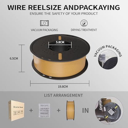 PLA+ Filament 1.75mm Brown 1kg,Dimensional Accuracy +/- 0.02mm - color: Brown