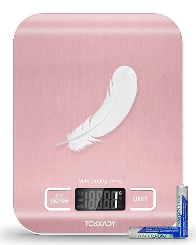 Food Scale, Digital Kitchen Scale with Grams & Ounces Units, 11lb - color: Pink
