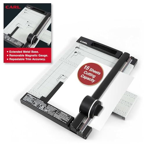 CARL Professional Rotary Paper Cutter with Clear Window – 12" Trimmer with Metal Base, Magnetic Guide, Calibrated Extension – Precise Paper, Label, Photo & Craft Cutting Tool (Pack of 4) - size: 12-inch (Pack of 4)