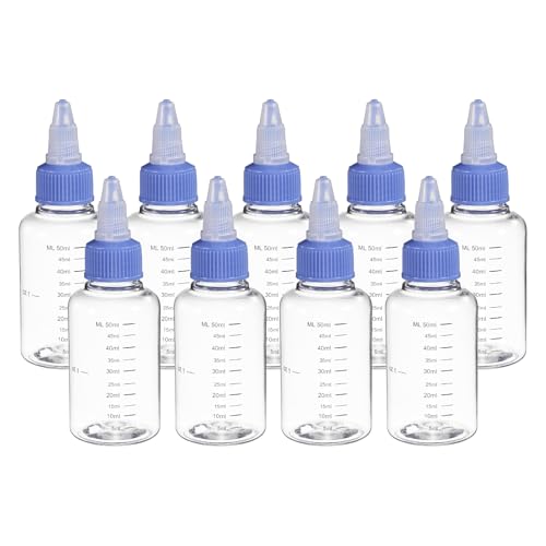 PATIKIL 50ml 2oz,9 Pcs Plastic Squeeze Dispensing Bottles,Transparent,Blue - color: Transparent/Blue, size: 50ml