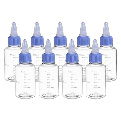 PATIKIL 50ml 2oz,9 Pcs Plastic Squeeze Dispensing Bottles,Transparent,Blue - color: Transparent/Blue, size: 50ml